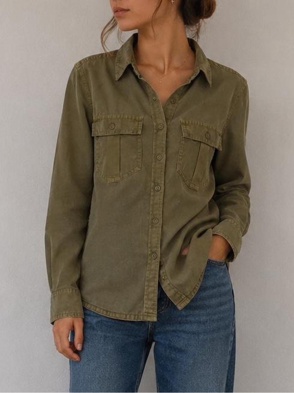 Banana Republic Olive Green Button-Down